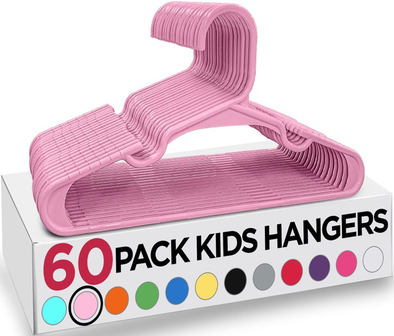 Utopia Home 60 Pack Kids Hangers - 11.5 Inch Plastic Baby Hangers for Closet - Childrens Hanger for Clothes & Infant Hanger for Closet - for Everyday Standard Use (Baby Pink) - Image 1